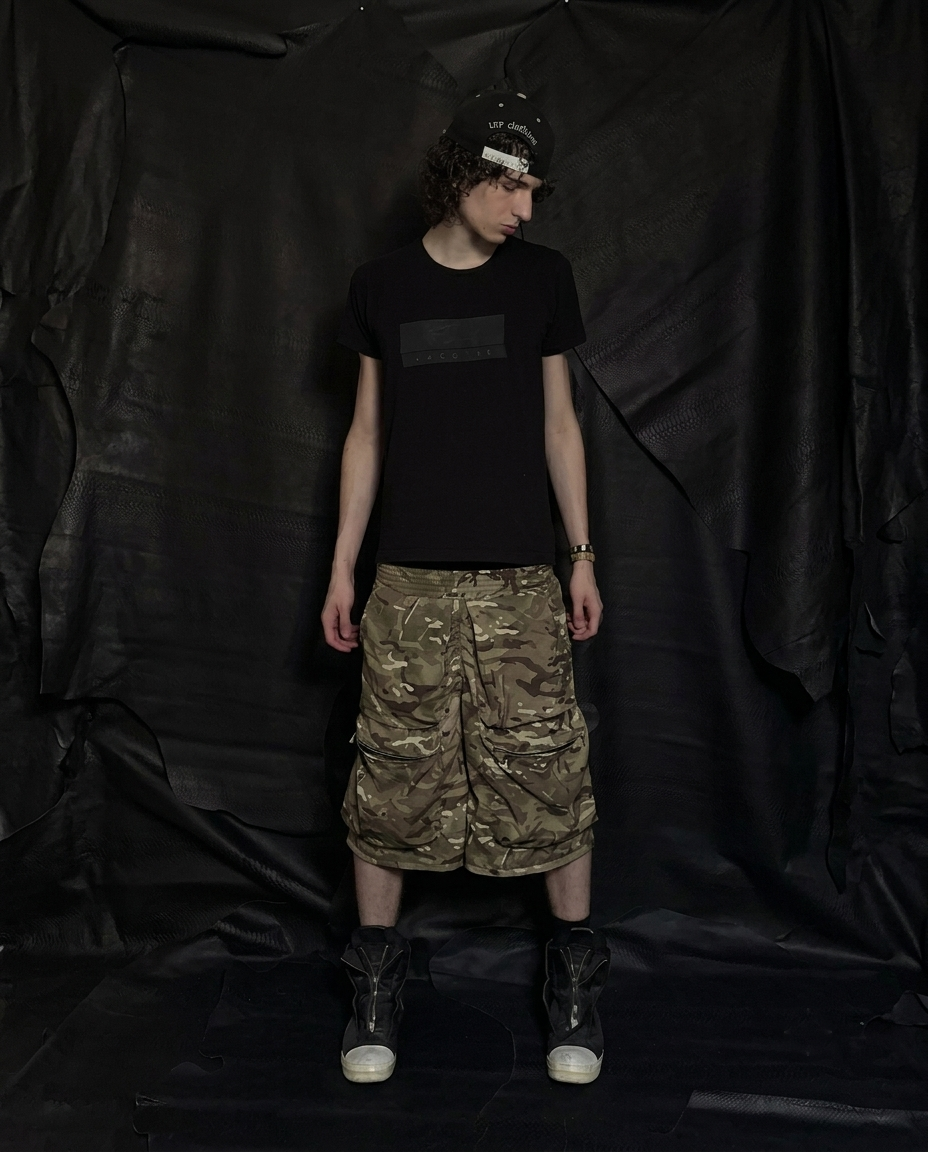 CAMO CARGO SHORTS - ABYSS